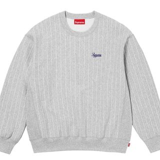 supreme pinstripe crewneck グレー L