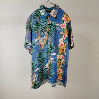 ヴィンテージ(VINTAGE)の90s 総柄　アロハシャツ　半袖シャツ　シルク　古着　レトロ　アメカジ　アロハ(シャツ)