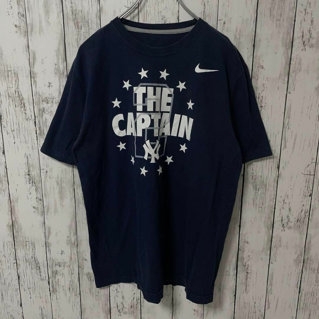 NIKE(ナイキ)のナイキ アメリカ古着 スウォッシュロゴプリント Tシャツ 紺 メンズ メンズのトップス(Tシャツ/カットソー(半袖/袖なし))の商品写真