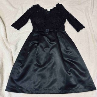 ドレスラボ(DRESS LAB)のDRESS LABワンピースドレス長袖レースSサイズ黒色未使用品(ミディアムドレス)