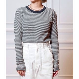 イエナ(IENA)の新品 IENAイエナ 購入品 リブボーダーパックTシャツ パープル 1枚(Tシャツ(長袖/七分))