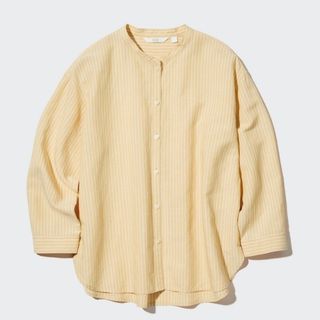 ユニクロ(UNIQLO)のユニクロ　リネンブレンド　ストライプ　シャツ(シャツ/ブラウス(長袖/七分))