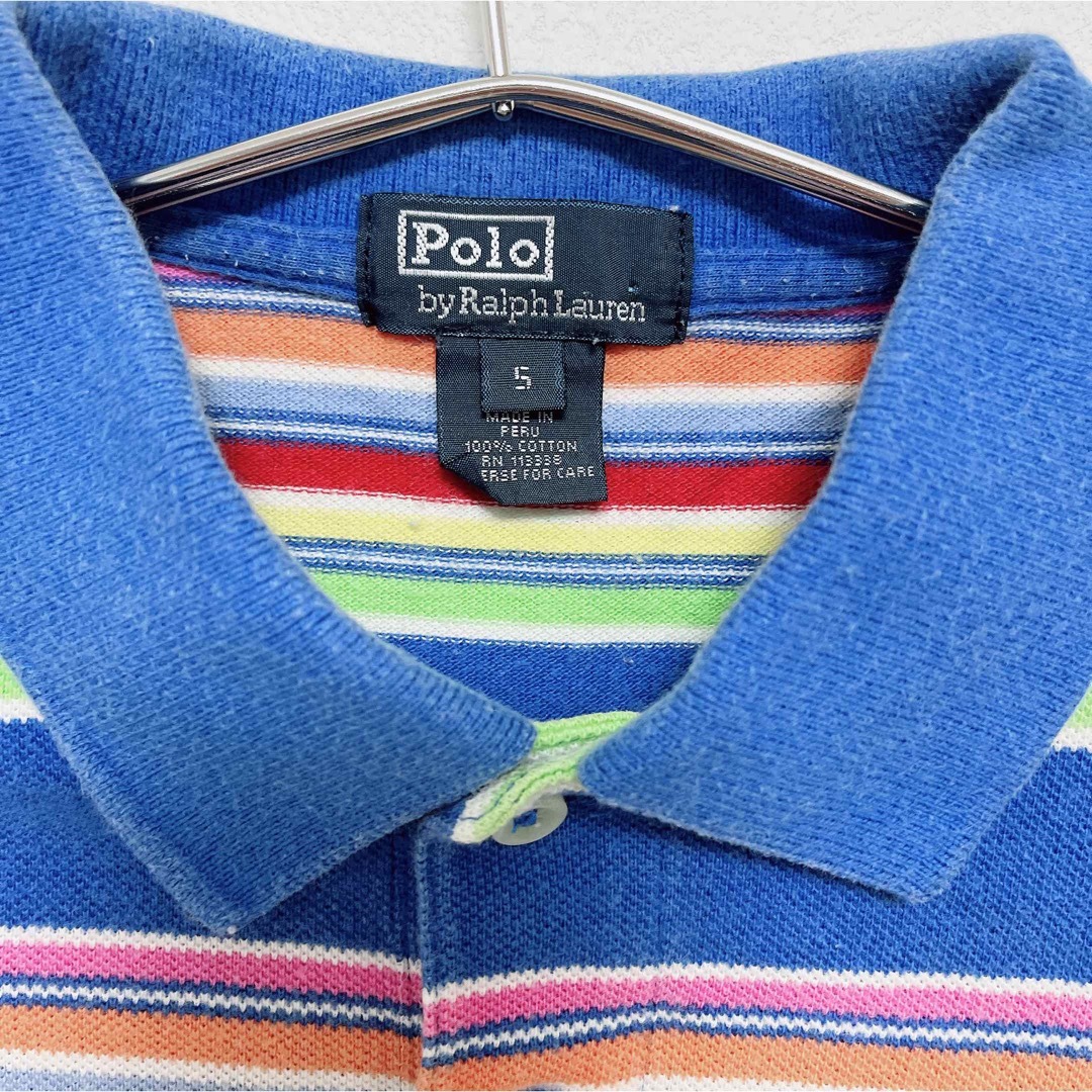 POLO RALPH LAUREN(ポロラルフローレン)のポロ ラルフローレン　マルチカラー　ポロシャツ　115 110 120 ブルー キッズ/ベビー/マタニティのキッズ服男の子用(90cm~)(Tシャツ/カットソー)の商品写真