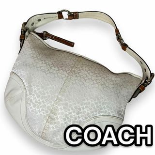 コーチ(COACH)の希少デザイン　コーチ　マイクロシグネチャー　ワンショルダー　キャンバスレザー(ショルダーバッグ)