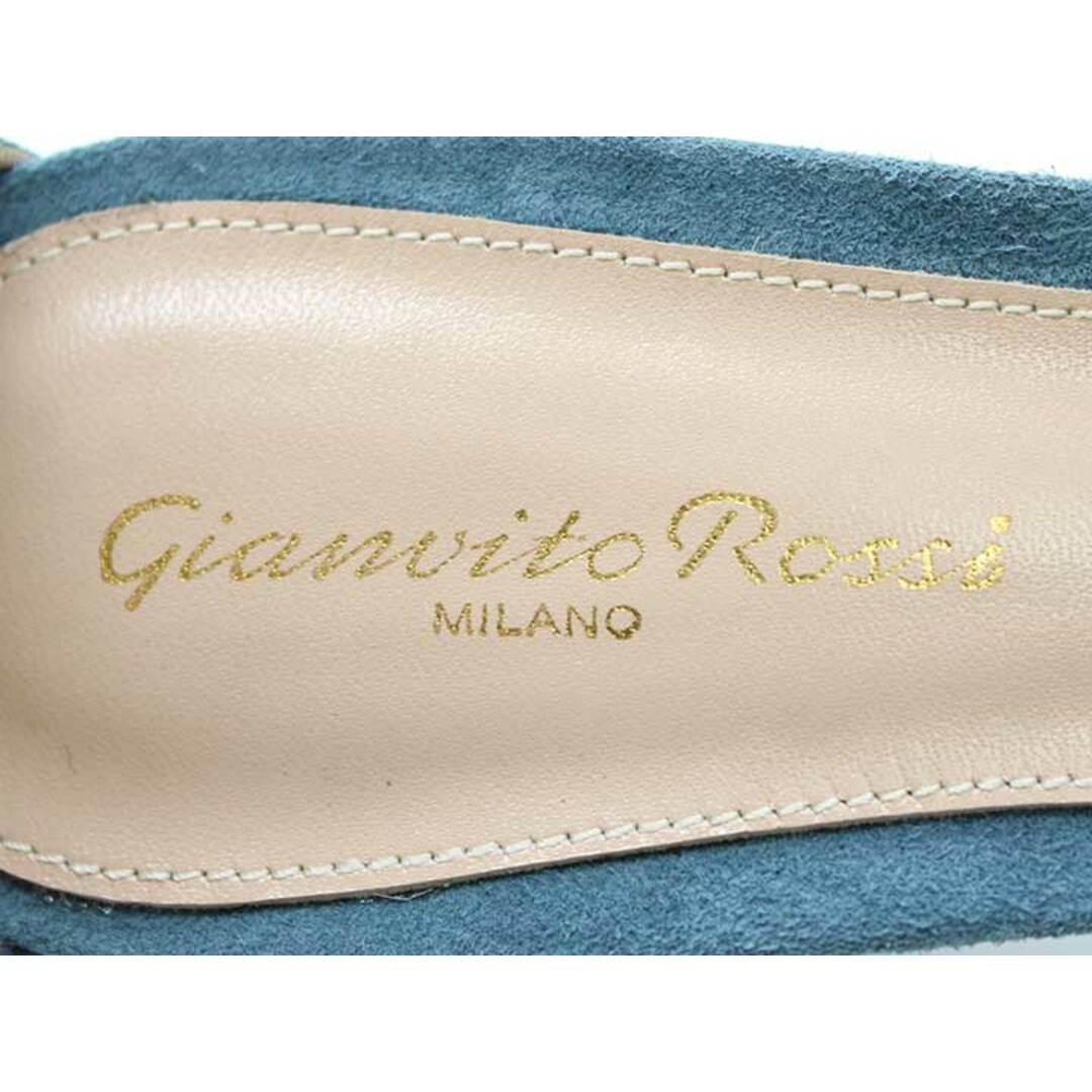 新品未使用品◇GIANVITO ROSSI/ジャンヴィトロッシ◇スウェードアンクルベルトサンダル/ウェッジソール/ストラップ/厚底/シューズ/靴 ライトブルー/水色系 レディース 36 1/2 夏 704032 hat etc レディースの靴/シューズ(サンダル)の商品写真