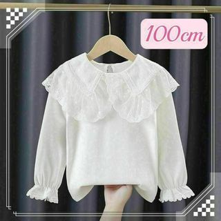 100cm かわいい♡キッズ レース襟シャツ♡ブラウス 子供用 入学式 卒園式(ブラウス)