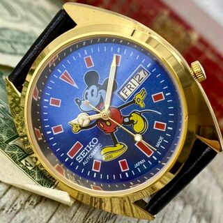 セイコー(SEIKO)の【レトロ】セイコー メンズ腕時計 ブルー ゴールド 自動巻き ヴィンテージ(腕時計(アナログ))
