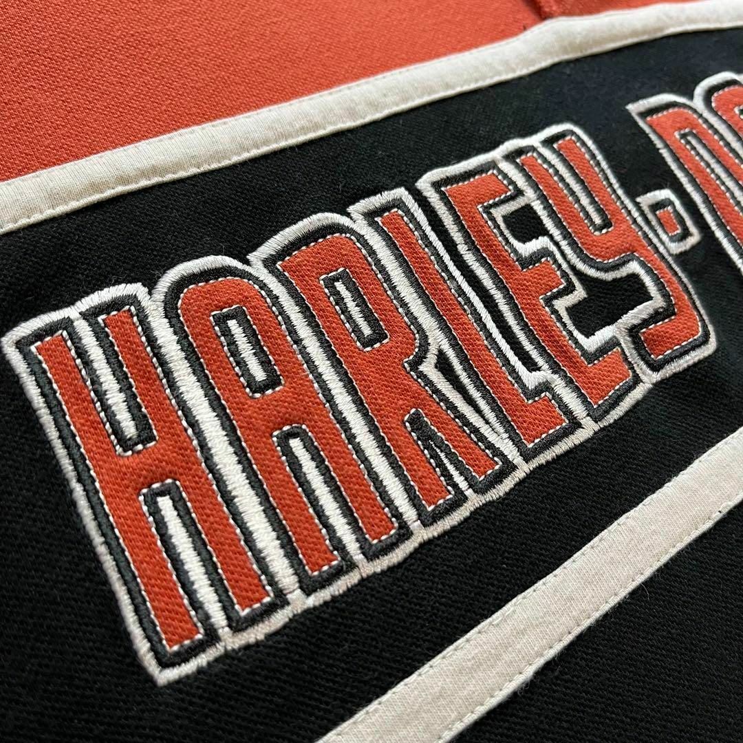 Harley Davidson(ハーレーダビッドソン)のハーレーダビッドソン　ポロシャツ　刺繍ロゴ　ビッグプリント　2XLサイズ 古着 メンズのトップス(ポロシャツ)の商品写真