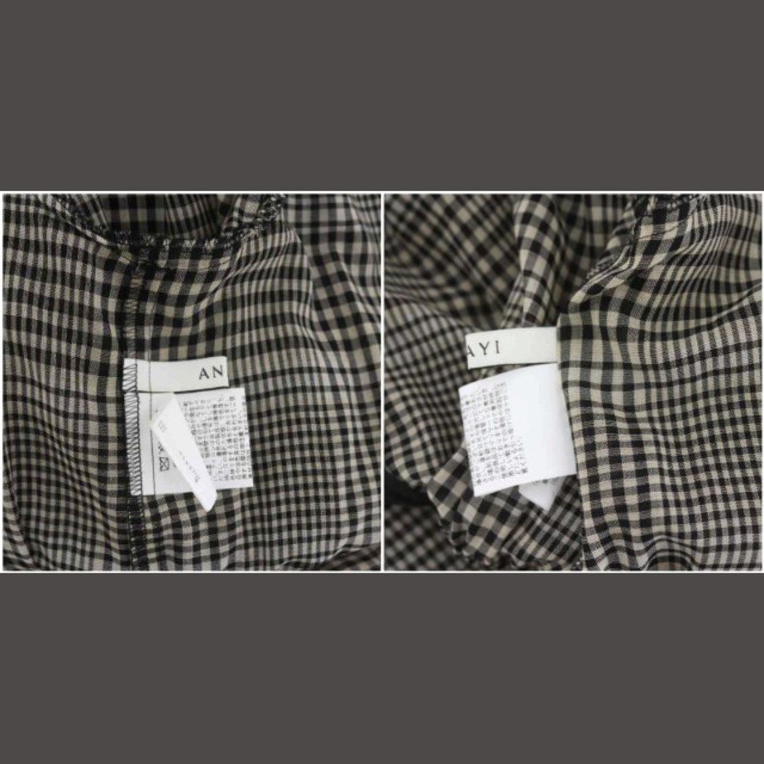 ANAYI(アナイ)のアナイ 23AW チェックウールボイルボウタイ ワンピース ロング 七分袖 34 レディースのワンピース(ロングワンピース/マキシワンピース)の商品写真