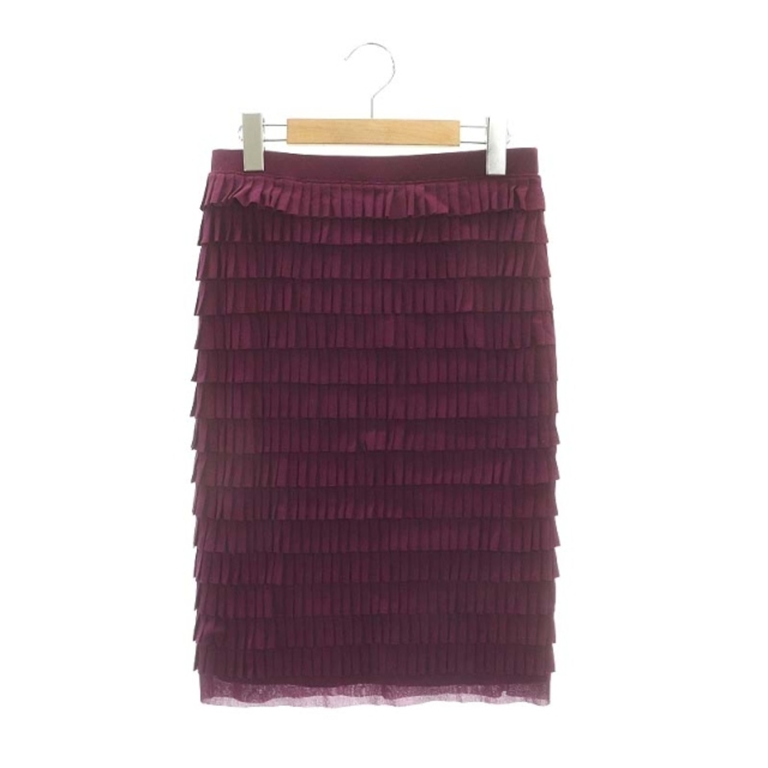 VIVIENNE TAM(ヴィヴィアンタム)のヴィヴィアンタム パワーネット フリル スカート タイト 膝丈 M 紫 パープル レディースのスカート(ひざ丈スカート)の商品写真