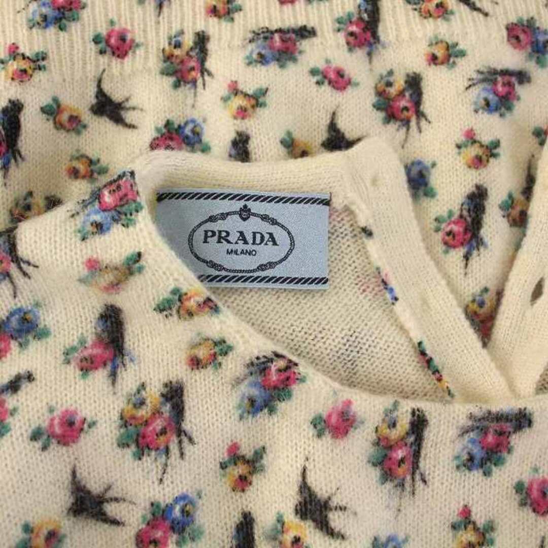 PRADA(プラダ)のプラダ ニット セーター 花柄 クルーネック 長袖 36 S アイボリー 白 レディースのトップス(ニット/セーター)の商品写真