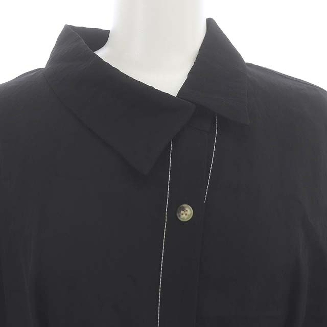 LE CIEL BLEU(ルシェルブルー)のルシェルブルー シャツ ワンピース ロング 長袖 ステッチ 38 黒 ブラック レディースのワンピース(ロングワンピース/マキシワンピース)の商品写真