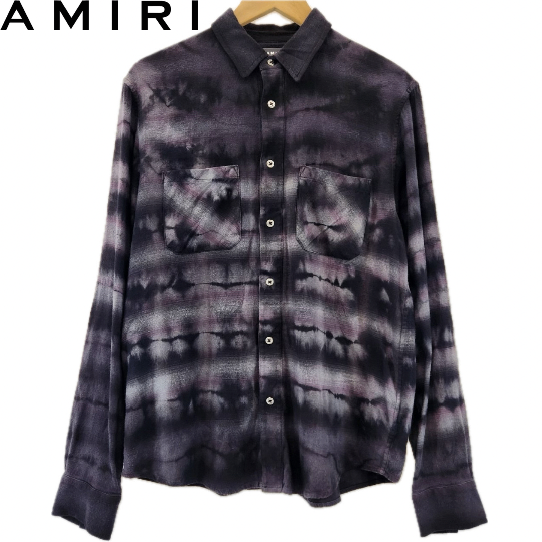 AMIRI(アミリ)の【AMIRI】【Tie Dye Shirt タイダイシャツ オンブレチェック ブラック パープル グラデーション 国内正規品】 メンズのトップス(シャツ)の商品写真