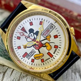 セイコー(SEIKO)の【レトロなミッキー】セイコー メンズ腕時計 シルバー 自動巻き ヴィンテージ(腕時計(アナログ))