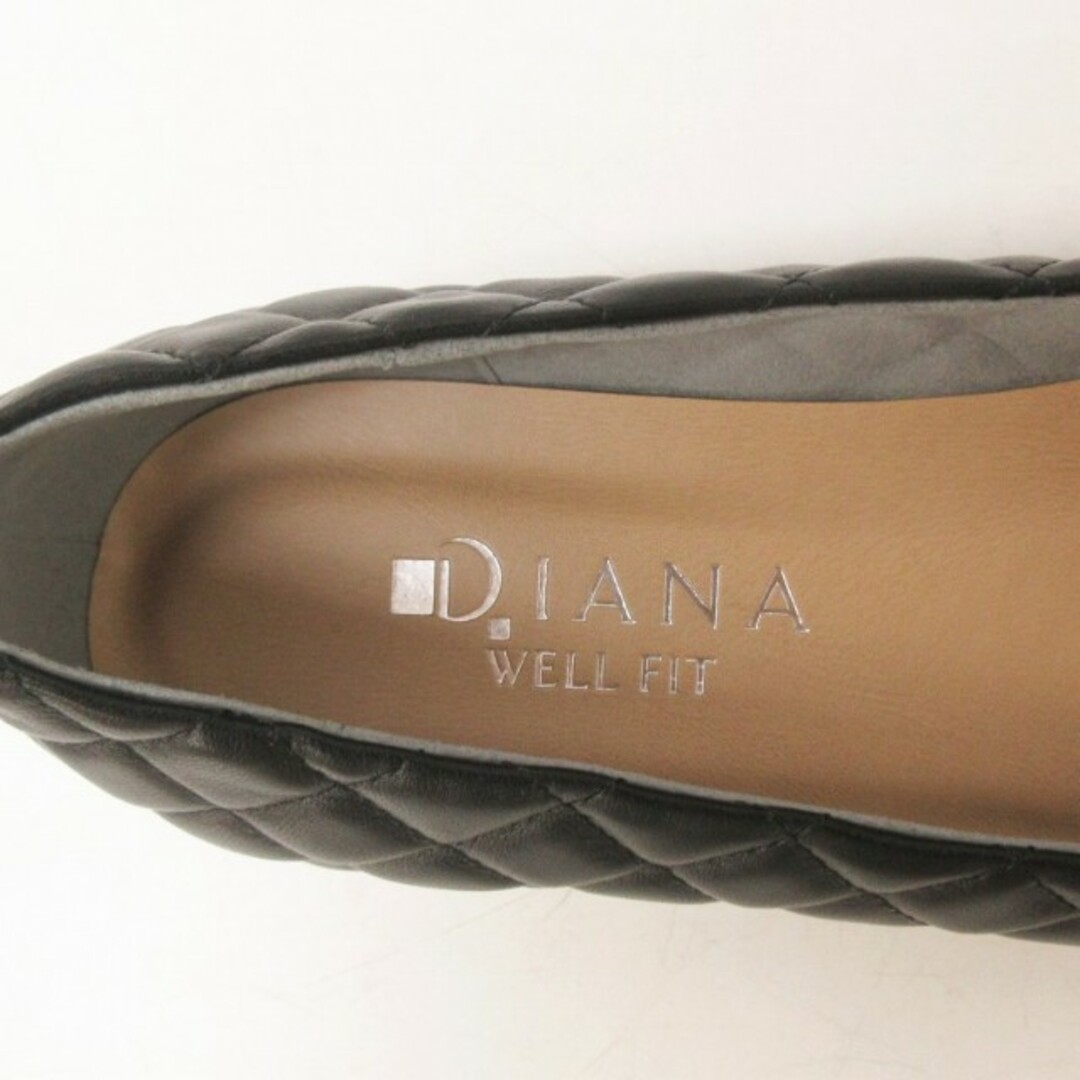 DIANA(ダイアナ)のダイアナ フラットシューズ パンプス キルティング 黒 25EE ■023 レディースの靴/シューズ(ハイヒール/パンプス)の商品写真