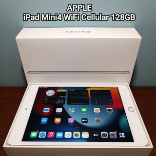 アップル(Apple)の(美品)iPad Mini4 WiFi Cellular Simフリー128GB(タブレット)