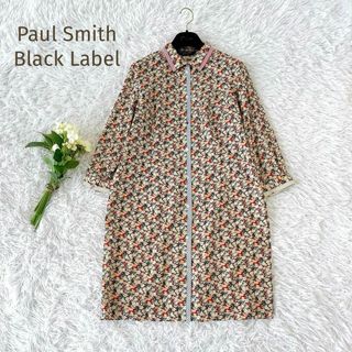 ポールスミス(Paul Smith)の美品☆Paul Smith☆大きいサイズ リバティ柄7分袖シャツワンピース 46(ひざ丈ワンピース)