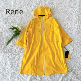 ルネ(René)の新品タグ付☆Rene☆フード付きレイニーコートポンチョ 黄イエロー 36(その他)