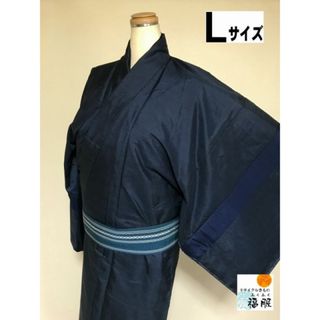 【中古】 紬 リメイク男物 正絹 黒地に蚊絣文様 袖膝継ぎ 袷着物 裄72 Lサイズ 福服特製 (着物)