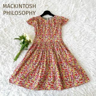 マッキントッシュフィロソフィー(MACKINTOSH PHILOSOPHY)の美品☆MACKINTOSH PHILOSOPHY☆リバティ柄フレアワンピース36(ひざ丈ワンピース)