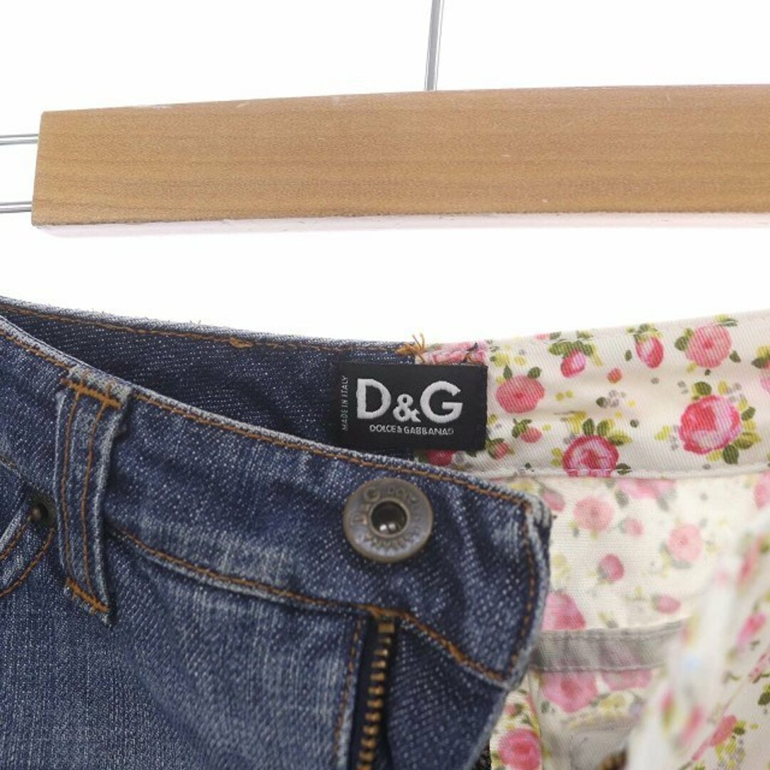 D&G(ディーアンドジー)のディー&ジー ドルガバ ドルチェ&ガッバーナ デニム ローズプリントスカート レディースのスカート(ひざ丈スカート)の商品写真