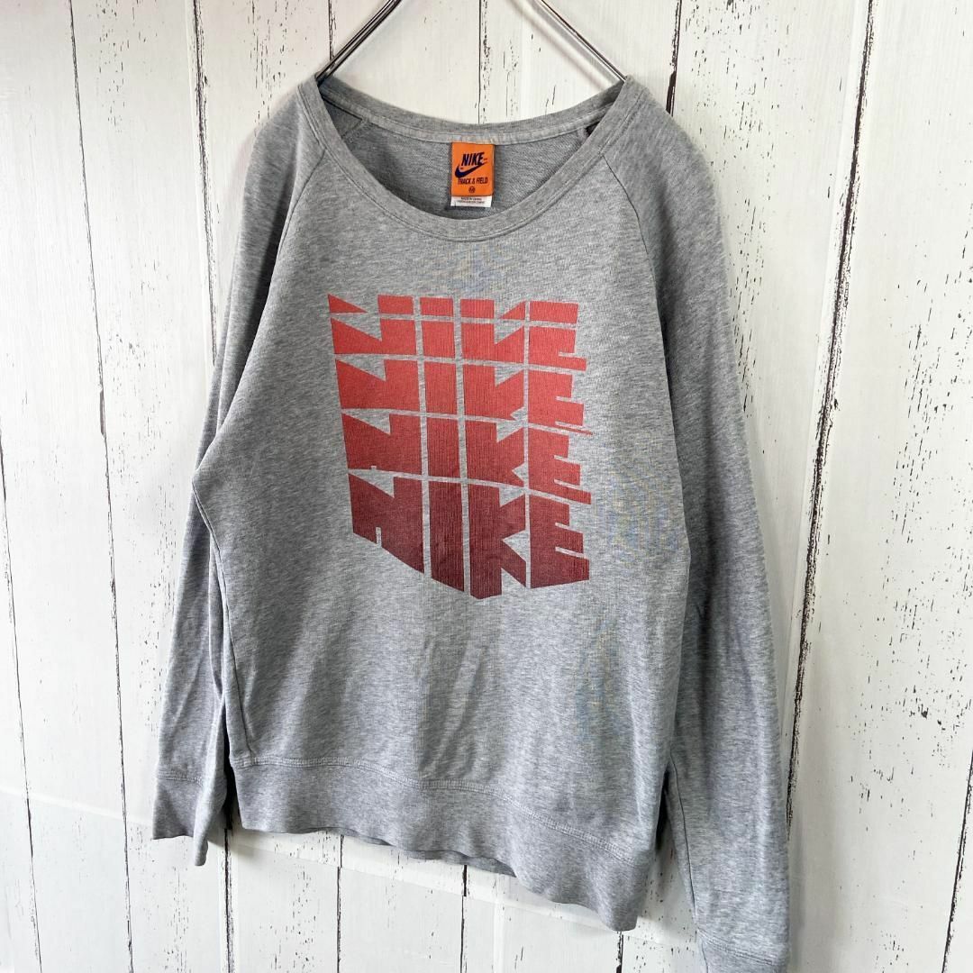 NIKE(ナイキ)のナイキ NIKE ビッグロゴ ゴツナイキ 長袖 ロンT スウェット 古着 M メンズのトップス(Tシャツ/カットソー(七分/長袖))の商品写真