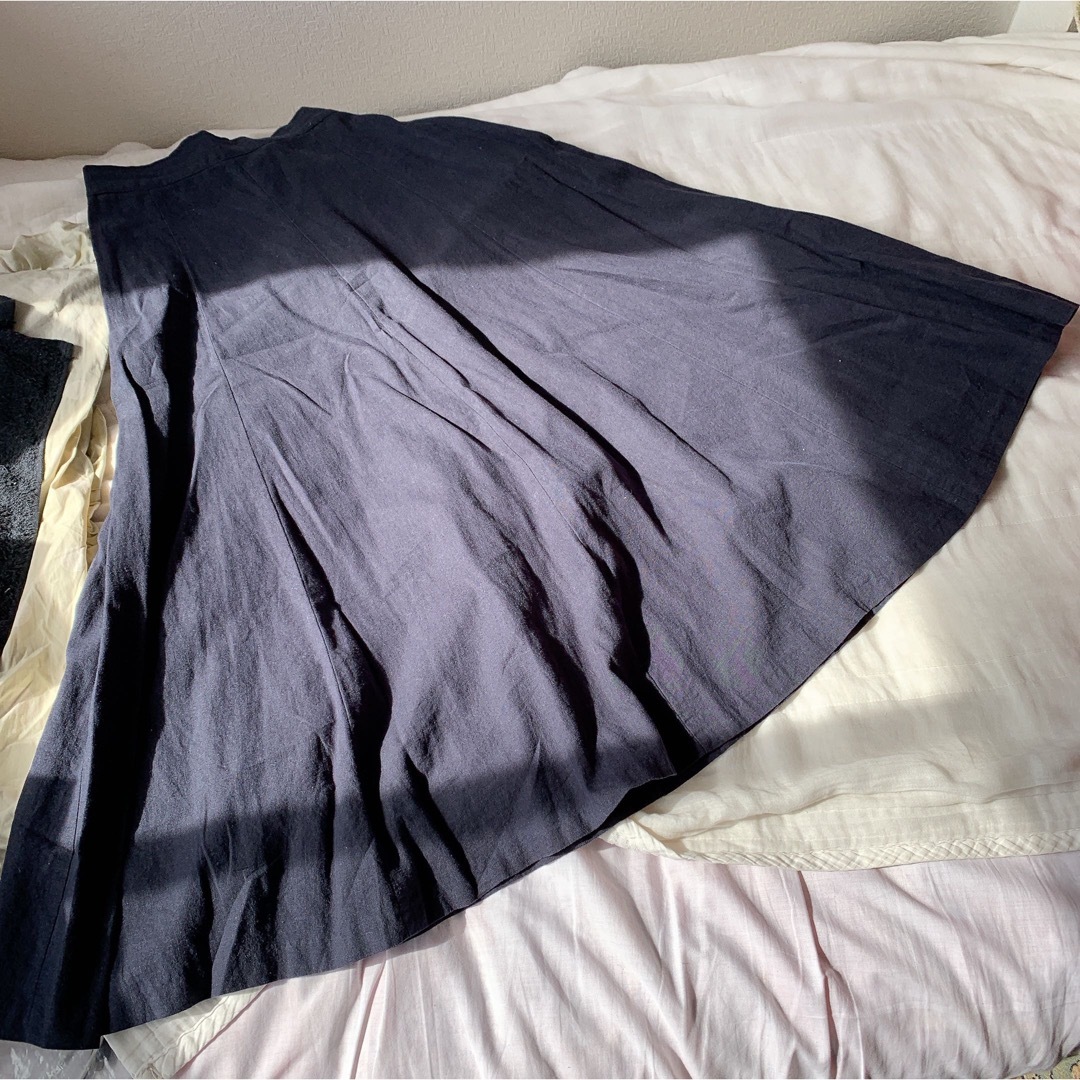 dholic(ディーホリック)のDHOLIC リネンフレアスカート ネイビー レディースのスカート(ロングスカート)の商品写真