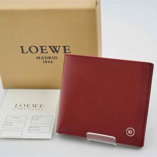 ロエベ(LOEWE)の【未使用展示品】LOEWE  ロエベ　箱有　アナグラム　二つ折り　レッド(財布)