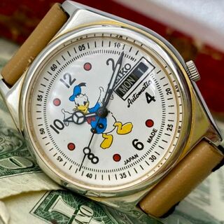 セイコー(SEIKO)の【ドナルドもいるよ】セイコー メンズ腕時計 ホワイト 自動巻き ヴィンテージ(腕時計(アナログ))