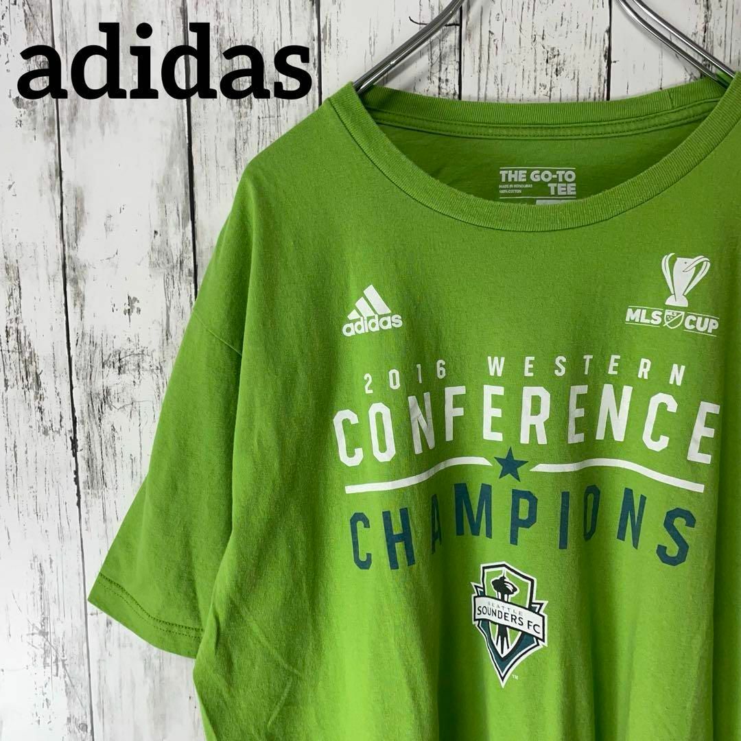 adidas(アディダス)のadidas USA古着 MLSウエスタンカンファレンスTシャツ XL 緑メンズ メンズのトップス(Tシャツ/カットソー(半袖/袖なし))の商品写真