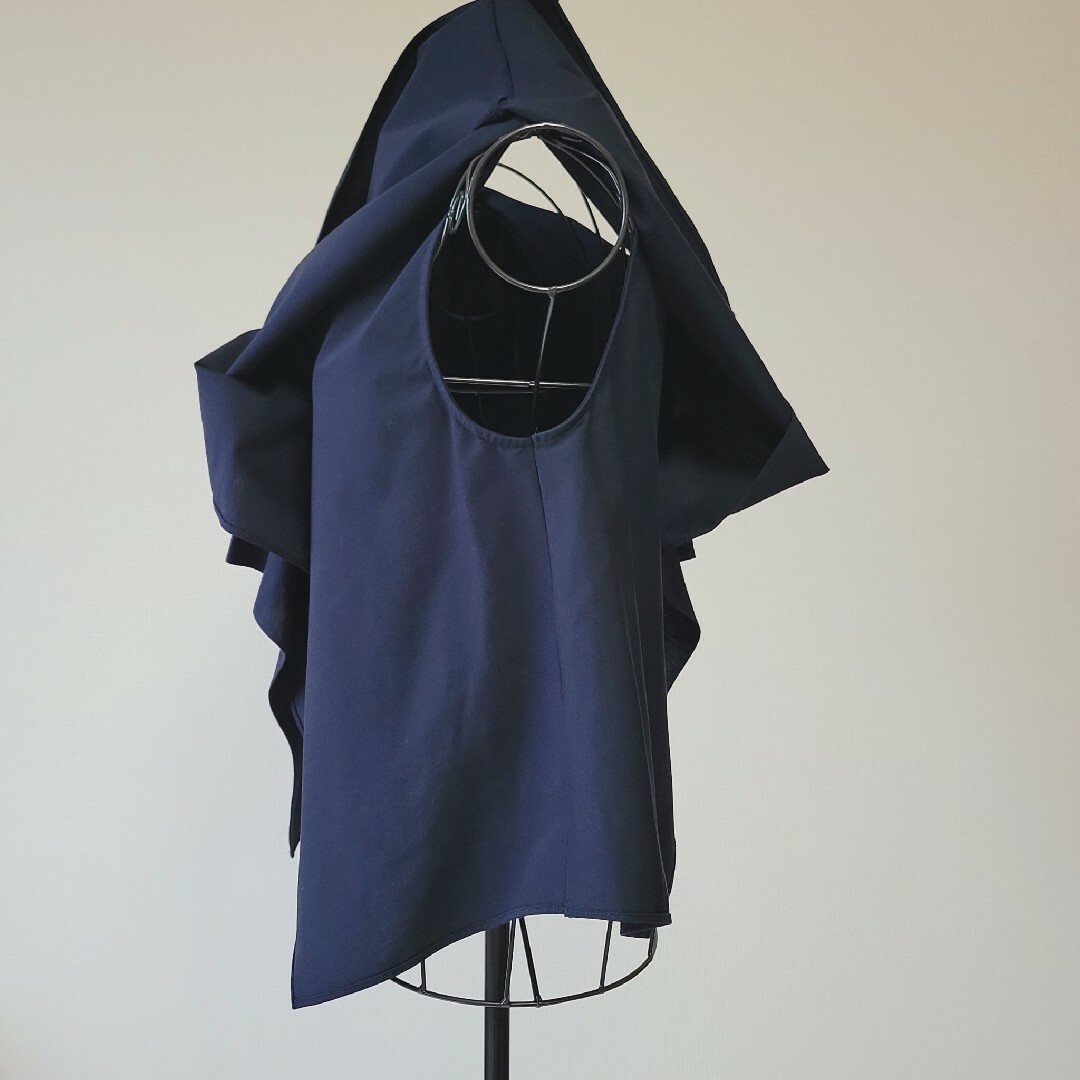 LE CIEL BLEU(ルシェルブルー)のルシェルブルー ケープTシャツ 洗える 日本製 ネイビー 38(M) ストレッチ レディースのトップス(シャツ/ブラウス(半袖/袖なし))の商品写真