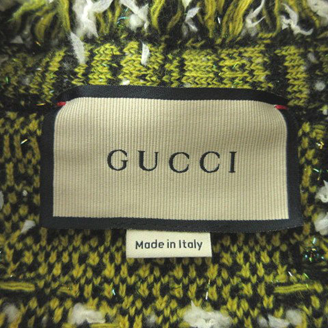 Gucci(グッチ)のグッチ 美品 モヘア ウール GG カーディガン ツイード S イエロー レディースのトップス(カーディガン)の商品写真