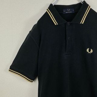 FRED PERRY - フレッドペリー　ポロシャツ　半袖　M12 英国製　ブラック　ゴールド　M 古着