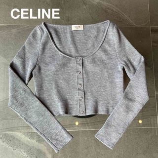 celine - CELINE トリオンフ 刺繍 リブニット ショート トップス