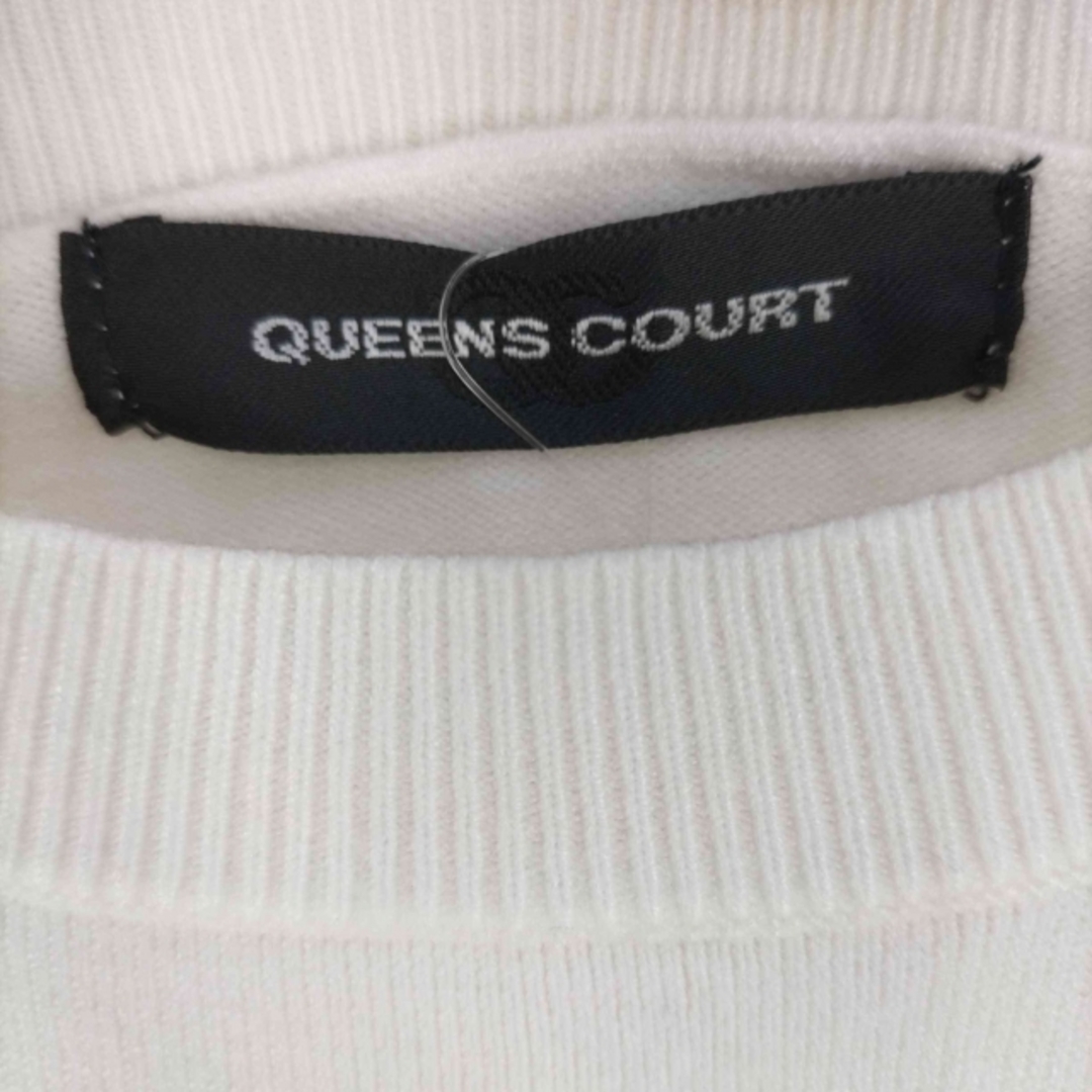 QUEENS COURT(クイーンズコート)のQUEENS COURT(クイーンズコート) 袖フロッキードット切り替えニット レディースのトップス(ニット/セーター)の商品写真