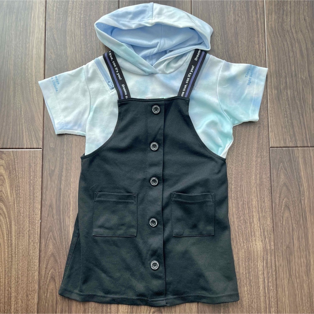 ジャンパーワンピース　パーカーセット　120㎝　キッズ　ブルー　半袖 キッズ/ベビー/マタニティのキッズ服女の子用(90cm~)(ワンピース)の商品写真