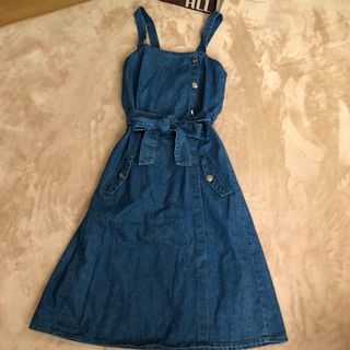 新品 デニム ワンピース ワンピ 女の子 女児 らくらく 160 スカート(ワンピース)