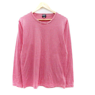 TAKEO KIKUCHI - タケオキクチ Tシャツ カットソー ラウンドネック 長袖 ボーダー柄 ピンク 赤