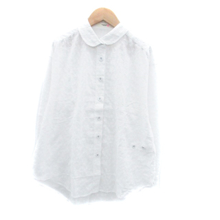 POU DOU DOU - プードゥドゥ カジュアルシャツ ラウンドカラー 長袖 花柄刺繍 M オフホワイト