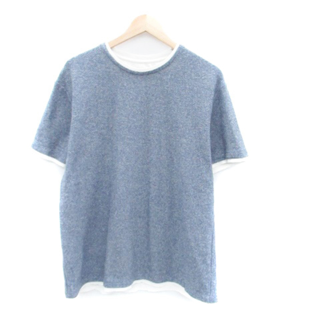 ZARA(ザラ)のザラ Tシャツ カットソー ラウンドネック 半袖 レイヤード風 XL 青 ブルー メンズのトップス(Tシャツ/カットソー(半袖/袖なし))の商品写真