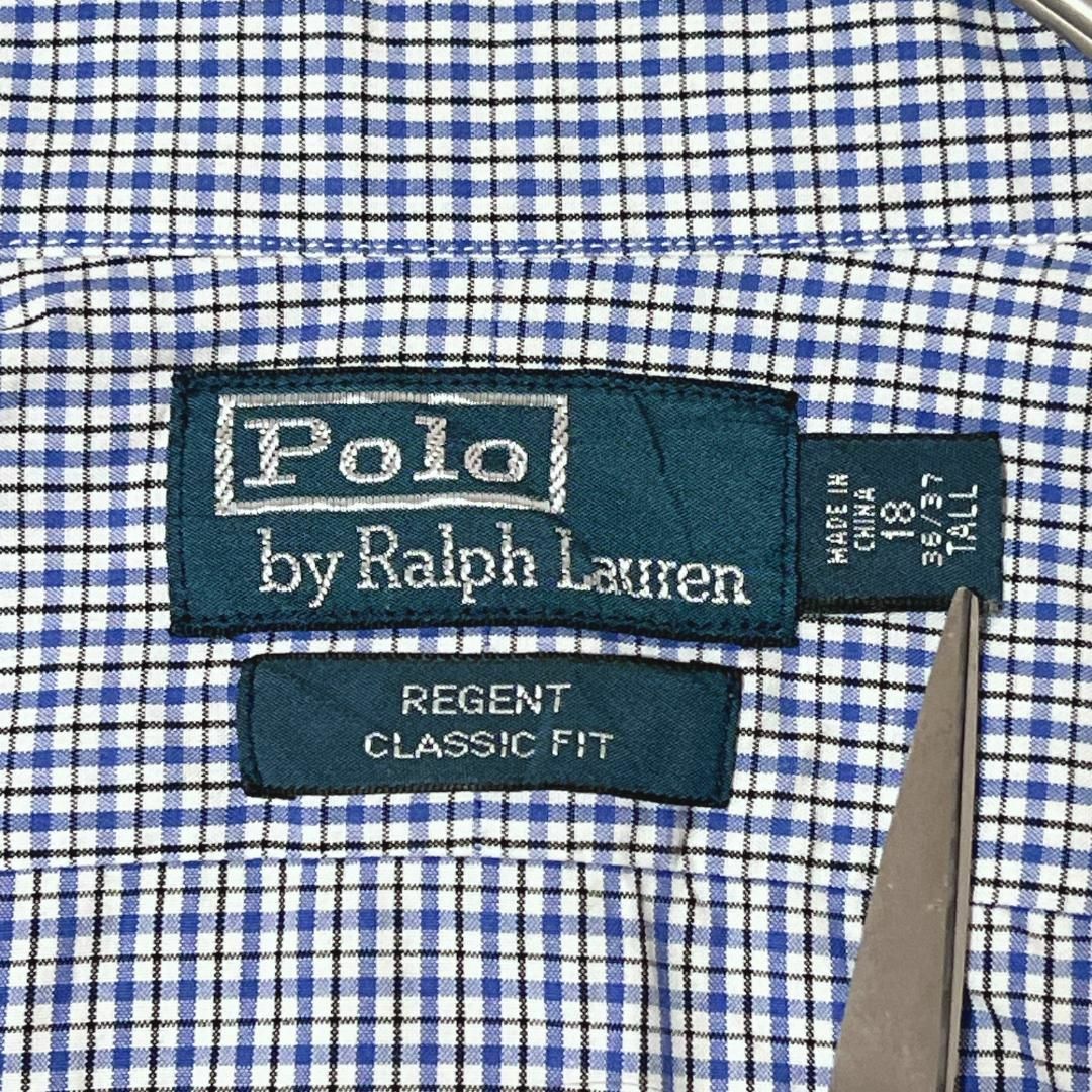 POLO RALPH LAUREN(ポロラルフローレン)のポロラルフローレン 長袖シャツ チェック ブルー 薄手 US古着 a55 メンズのトップス(シャツ)の商品写真