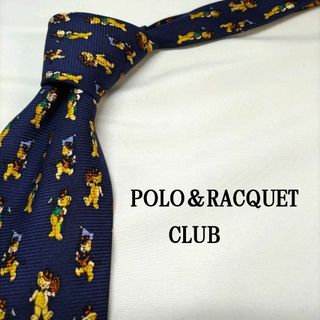 POLO＆RACQUET CLUB ダークブルー アニマル柄 シルク リユース(ネクタイ)