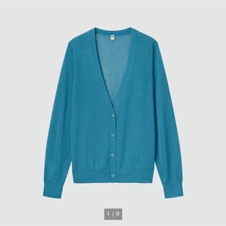 ユニクロ(UNIQLO)のUNIQLO ユニクロ　 ブルー vネック カーディガン S 長袖 (カーディガン)