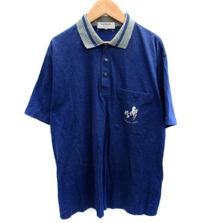 ランバン(LANVIN)のランバン LANVIN ポロシャツ 半袖 ポロカラー 刺繍 リネン混 50 青(ポロシャツ)
