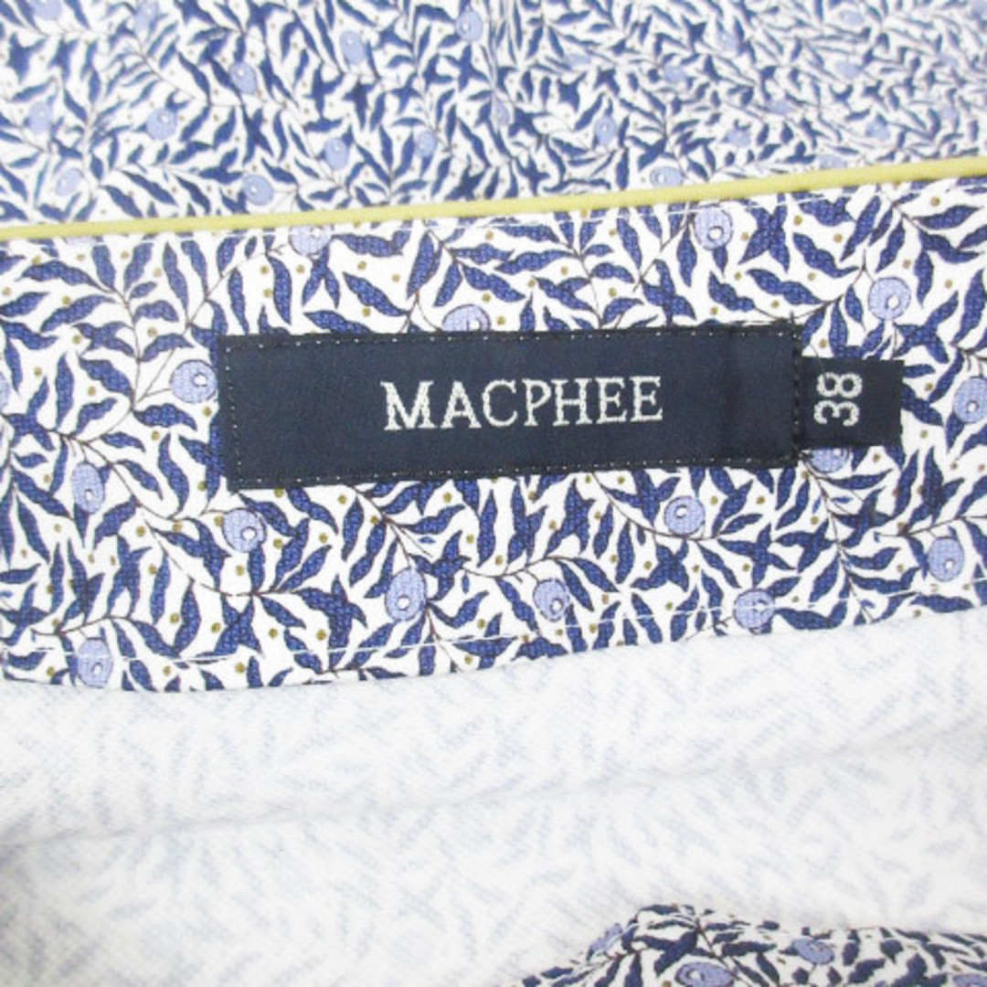 MACPHEE(マカフィー)のマカフィー トゥモローランド タイトスカート ミモレ丈 総柄 38 白 紺 レディースのスカート(ひざ丈スカート)の商品写真
