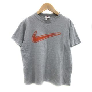 ナイキ(NIKE)のナイキ NIKE Tシャツ カットソー 半袖 ロゴプリント L グレー オレンジ(Tシャツ(半袖/袖なし))