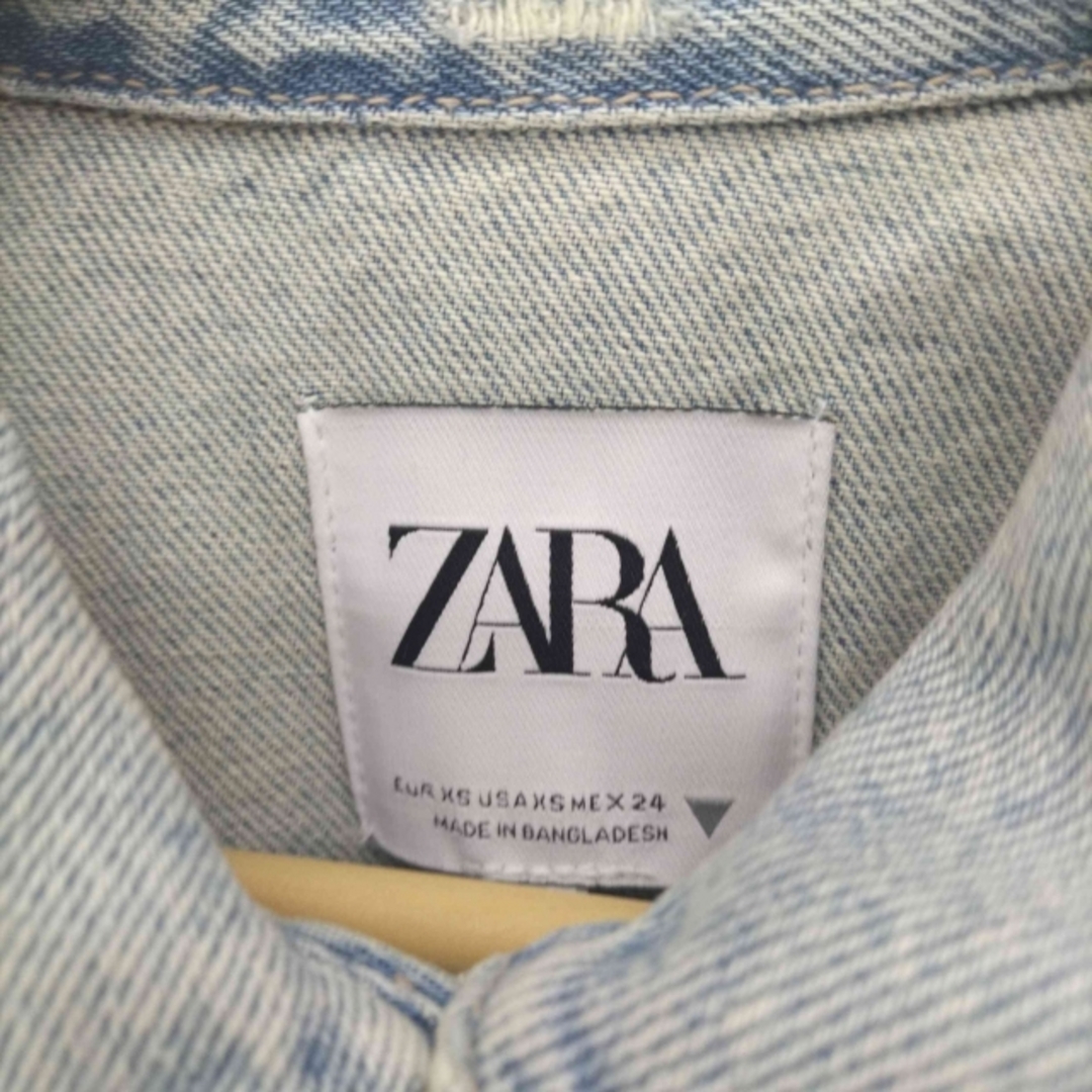 ZARA(ザラ)のZARA(ザラ) クラッシュ加工 デニムシャツジャケット レディース アウター レディースのジャケット/アウター(Gジャン/デニムジャケット)の商品写真