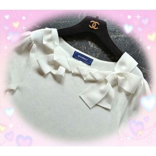 エムズグレイシー(M'S GRACY)のエムズグレイシー♡グログランリボン♡ニット♡カットソー(カットソー(半袖/袖なし))