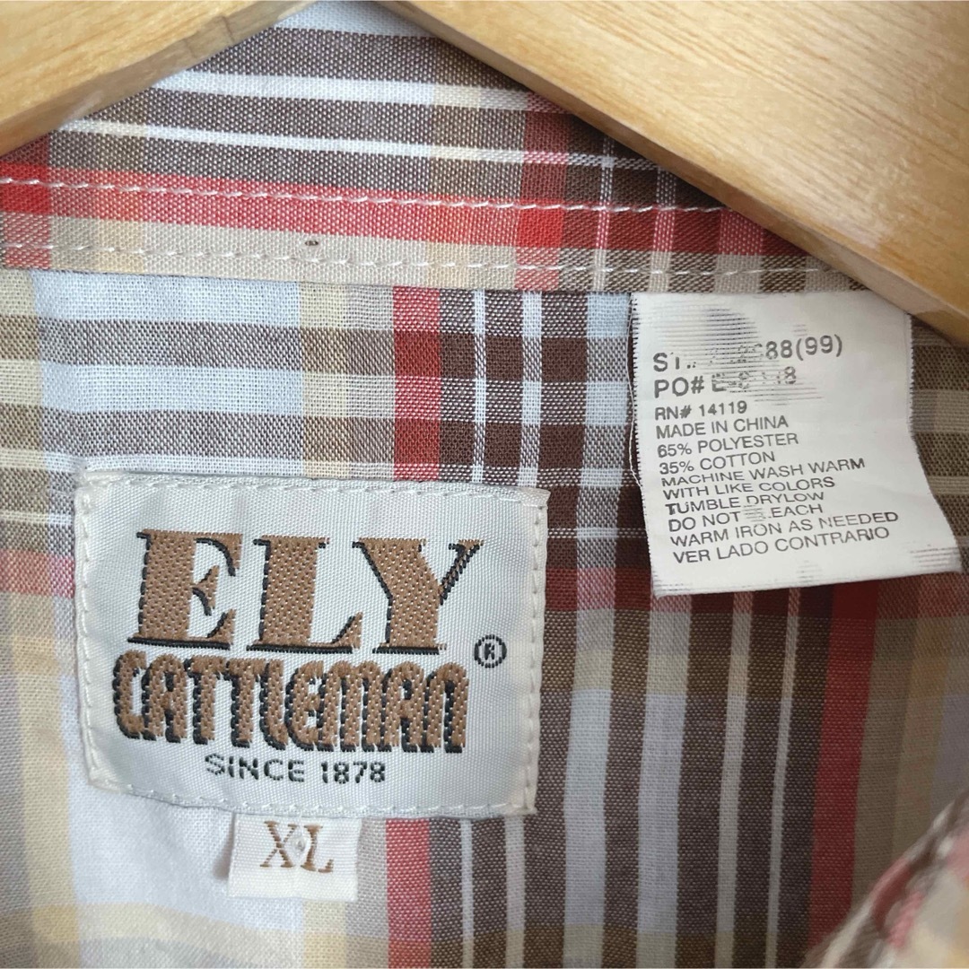 ELY ウエスタンシャツ 半袖 スナップボタン チェック XL ビッグサイズ古着 メンズのトップス(シャツ)の商品写真