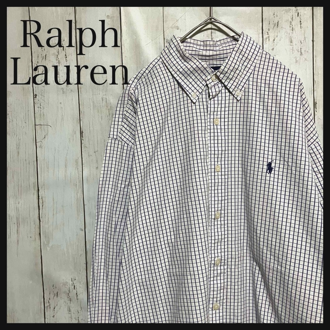 POLO RALPH LAUREN(ポロラルフローレン)のラルフローレン 長袖BDチェックシャツワンポイント刺繍ロゴ90s Z1163 メンズのトップス(シャツ)の商品写真